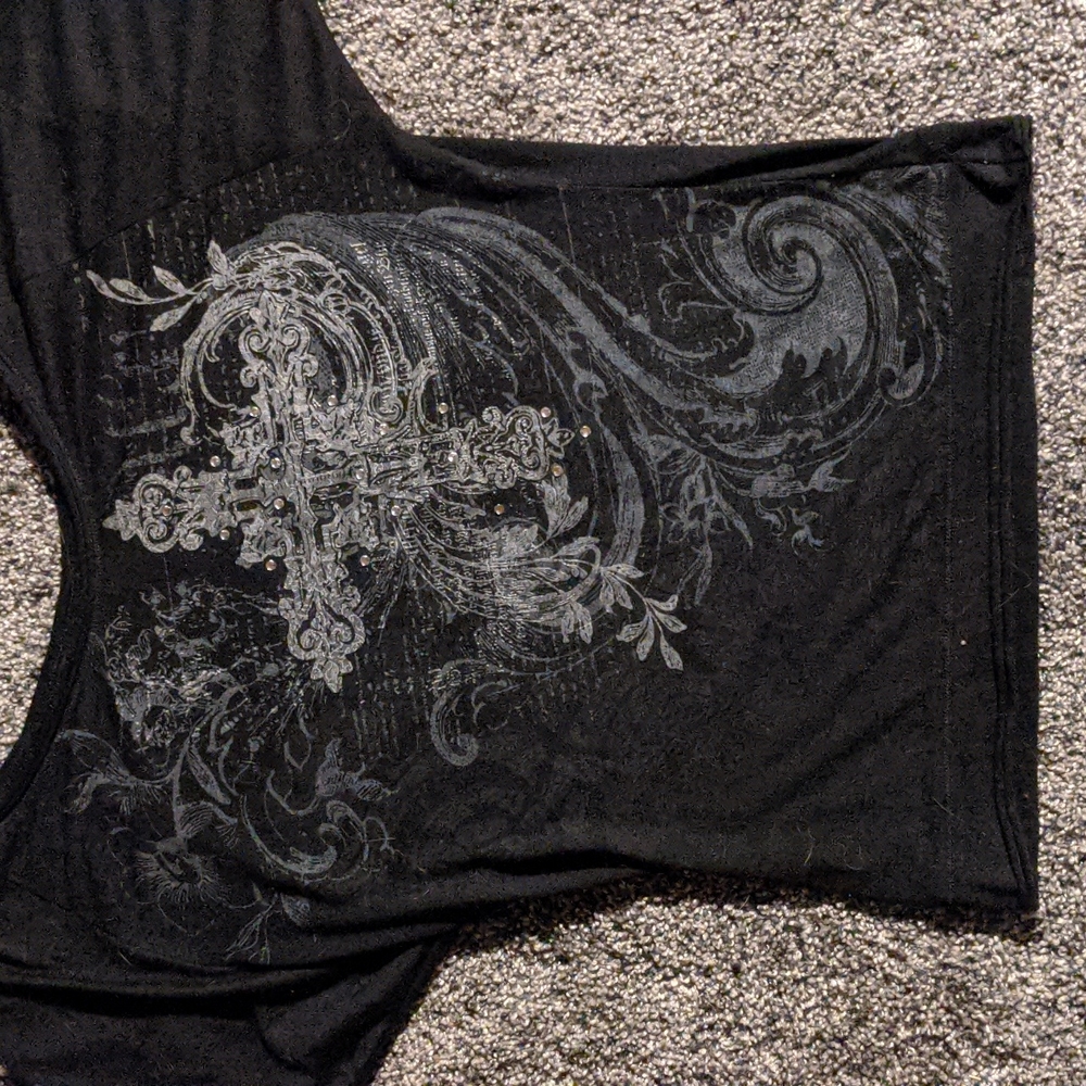 Black half sleeve shirt with Cross